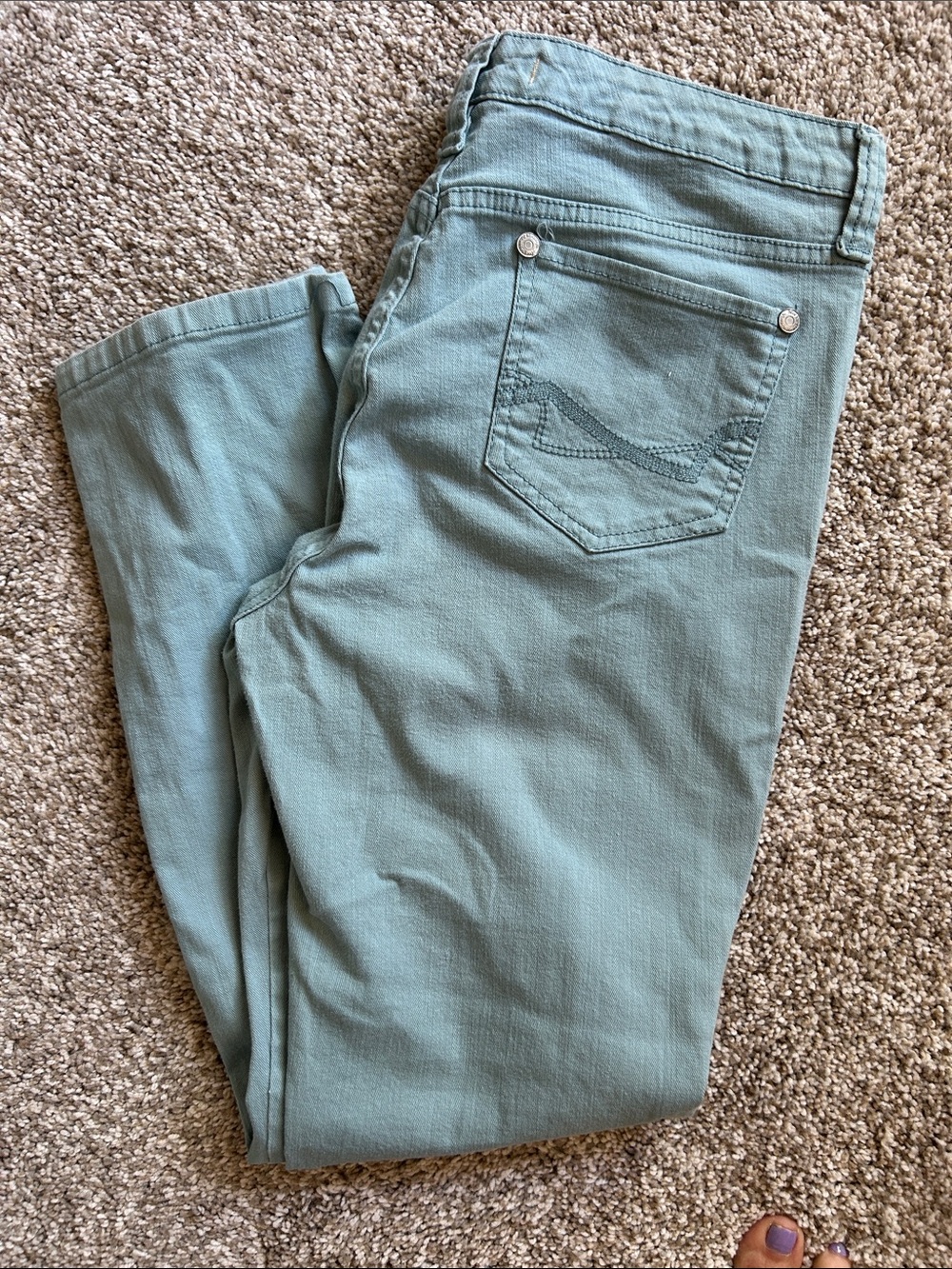 Nine West Vintage America Boho Straight Leg Jeans in Teal 12P / 31